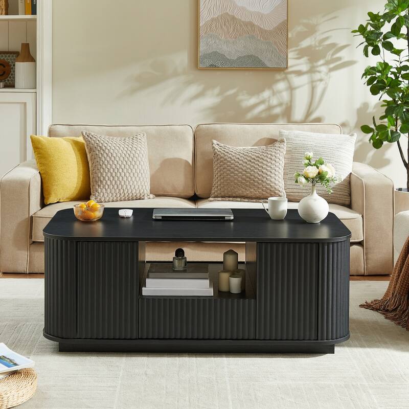 Modern Luxury Oval Coffee Table with Drawers and Storage Compartments