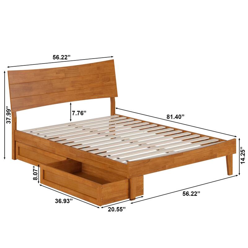 Phoenix Wood Platform Bed with Storage Drawers