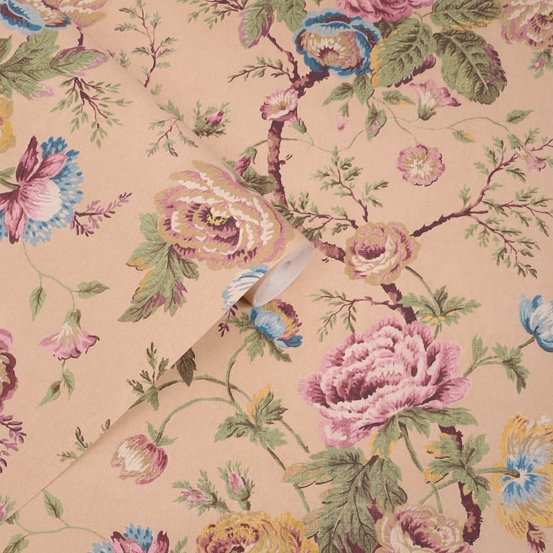 Laura Ashley Uffington Roses Plaster Pink Wallpaper