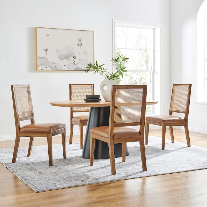 NPD Furniture Dover Faux Leather Dining Side Chair (Set of 2) - Borneo Chocolate