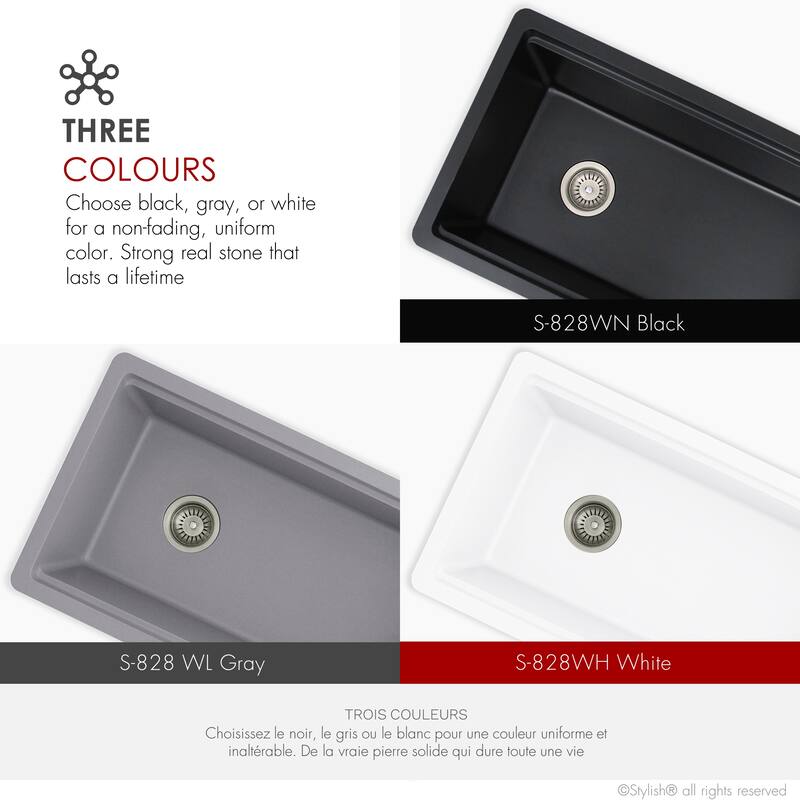 STYLISH Dual Mount 28" Single Bowl Composite Granite Kitchen Sink - 28" x 18" x 9.5"