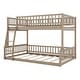 preview thumbnail 8 of 11, Walnut Full XL over Queen Size Bunk Bed with Ladder and Guardrails for Kids, Boys and Girls, Bedroom