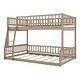 preview thumbnail 8 of 11, Walnut Full XL over Queen Size Bunk Bed with Ladder and Guardrails for Kids