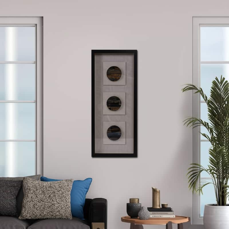 Stone Canvas Art Wall Decor with Modern Geometric Pattern - 28" Brown