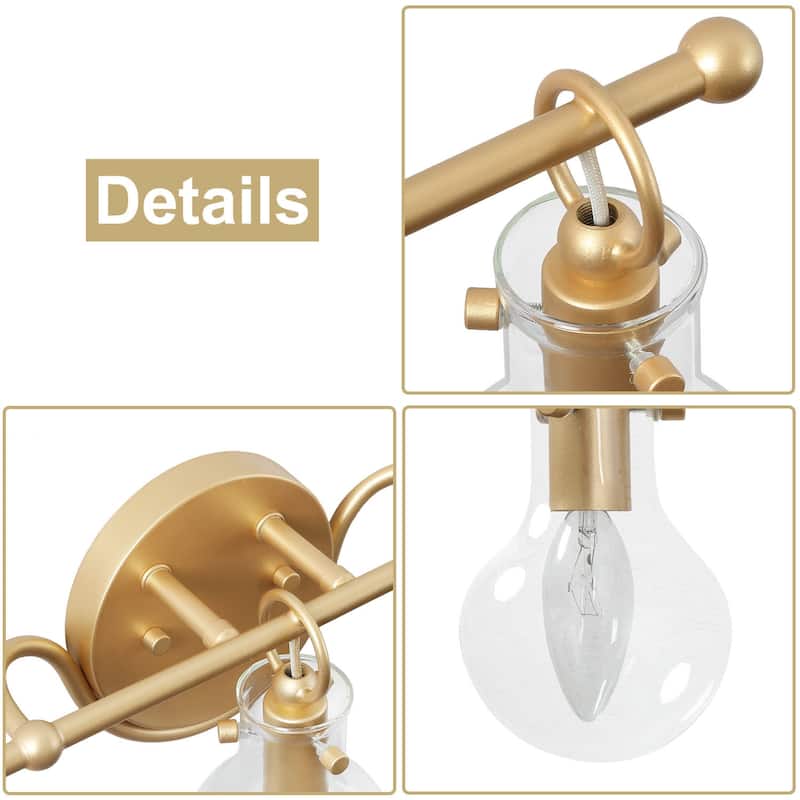 Carson Carrington Modern 2/3/4-Light Gold Bathroom Vanity Lights Glass Wall Sconces