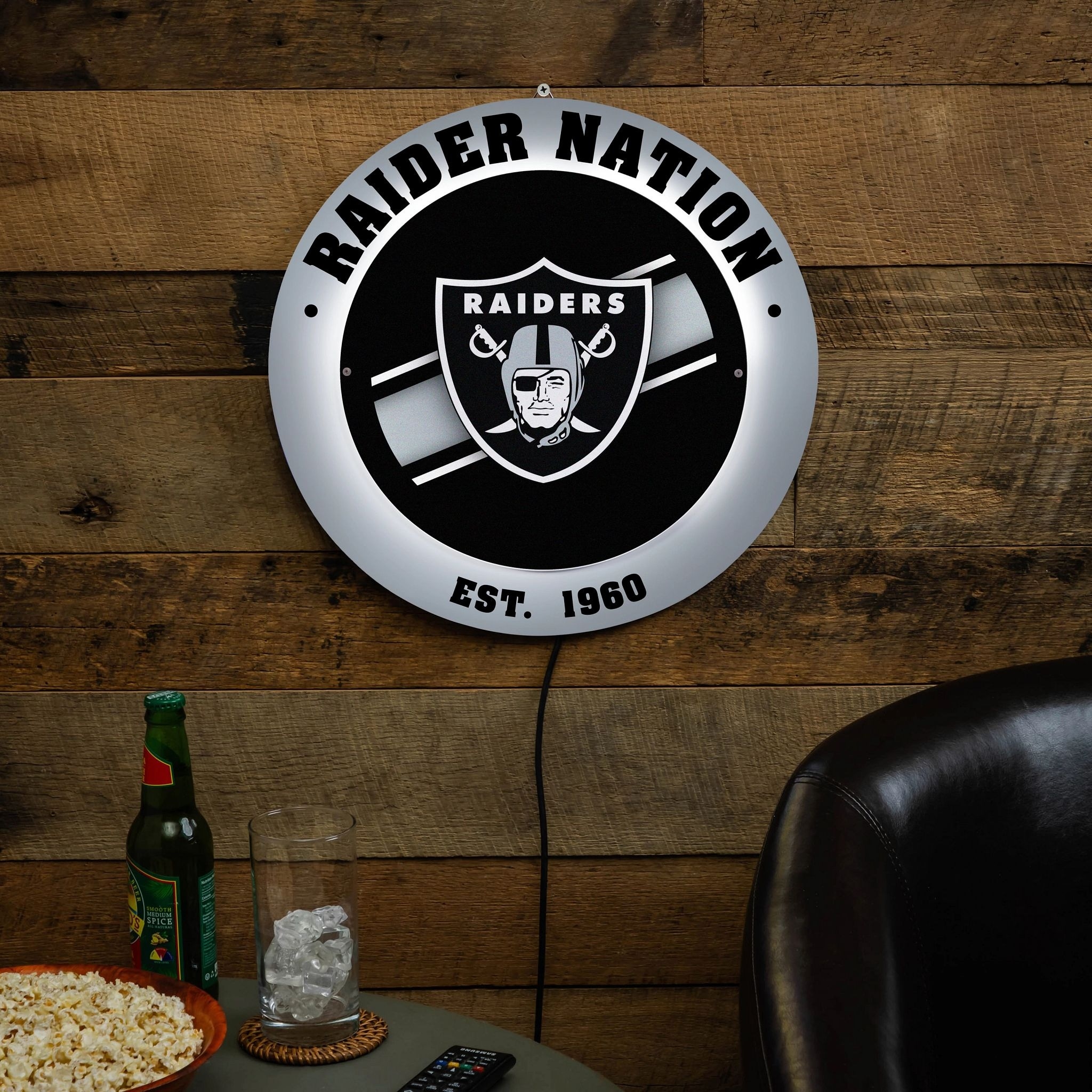 LAS VEGAS RAIDERS LED Metal Lit Wall Sign Decor