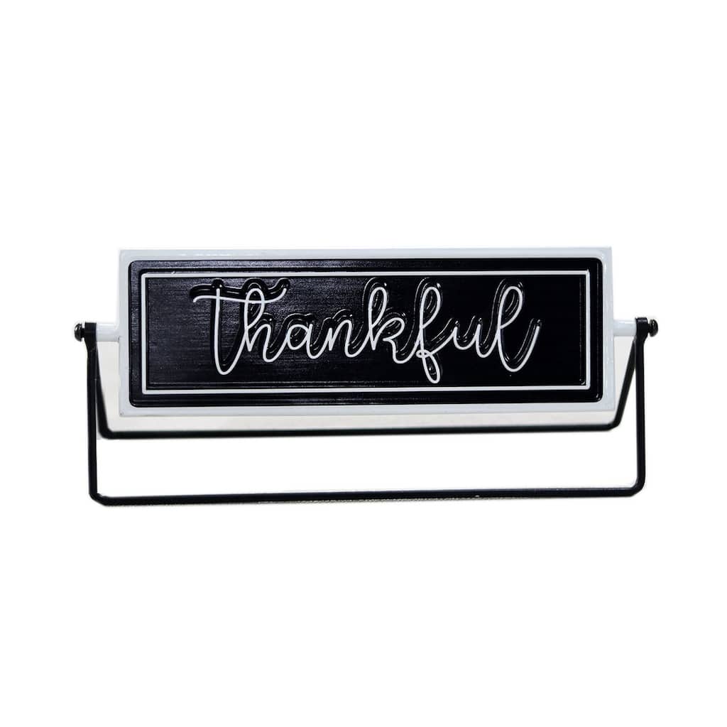 Rustic Rotating Metal Tabletop Decor,Embossed Words Freestanding Sign
