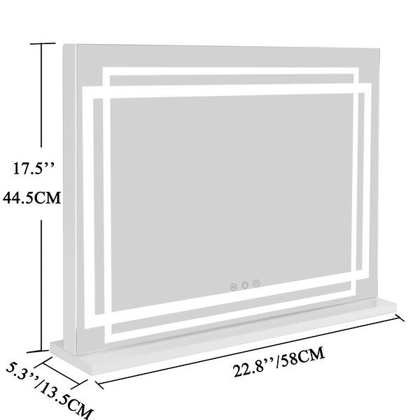 Hollywood Vanity Mirror with Builtin Light Strips, White 22.8" x 17.