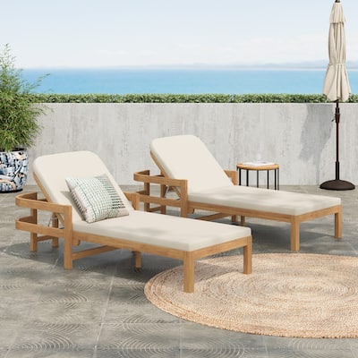 Christopher Knight Home- Cart Outdoor Acacia Wood Adjustable Chaise Lounge (Set of 2)