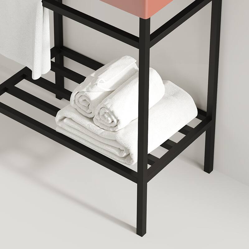 24 inch Metal Freestanding Bathroom Vanity Set with Integrated Ceramic Sink