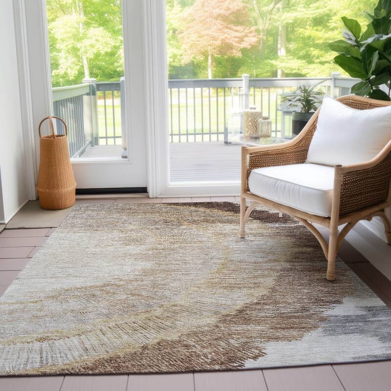 Machine Washable Indoor/ Outdoor Chantille Modern Burst Rug