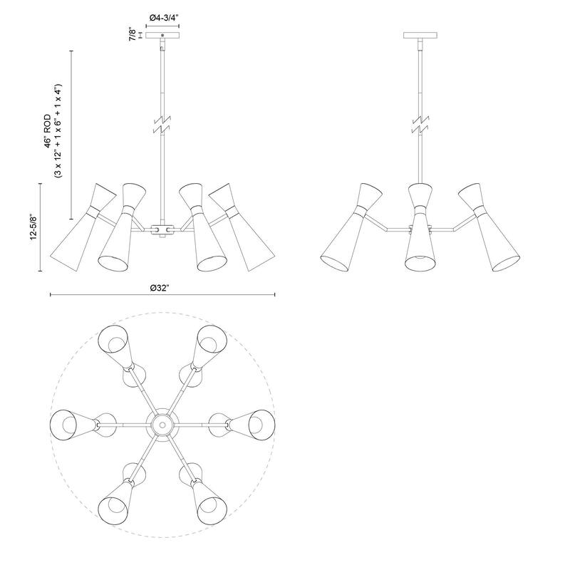 Alora Lighting CH574632 Blake 6 Light 32" Wide Chandelier