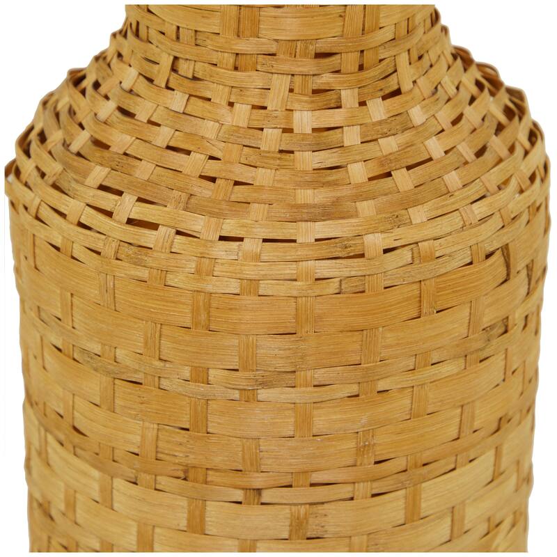 Intricately Woven Tall Bamboo Wood Floor Vase - White or Brown
