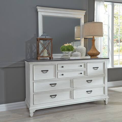 Copper Grove Allyson Park Wirebrushed White Charcoal Dresser & Mirror