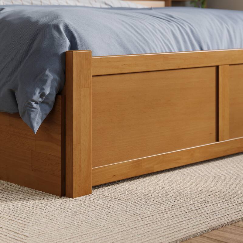 Orlando Platform Bed with Footboard and Twin Trundle Bed