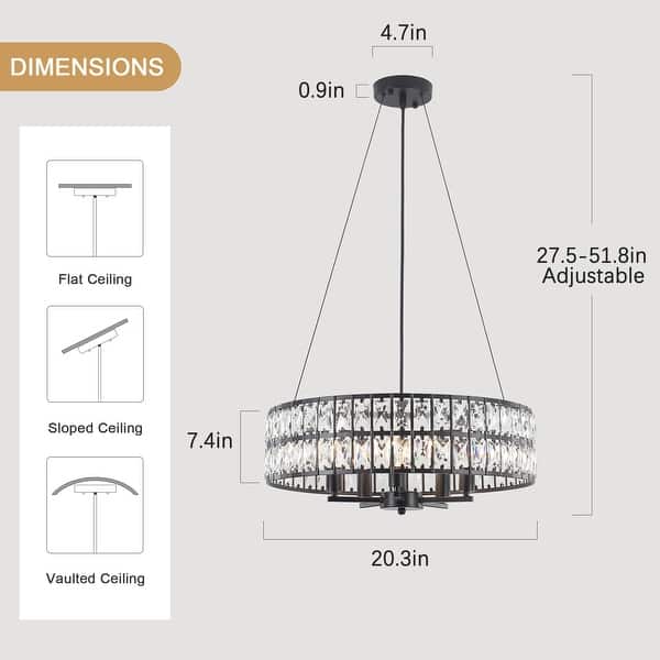 dimension image slide 2 of 3, 5-Light Candlestick Hanging Linear Chandelier Lighting Crystal Island Chandelier Fixture for Kitchen Island