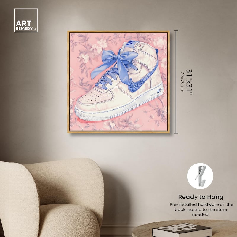 Blue Bow Sneaker Canvas by Art Remedy