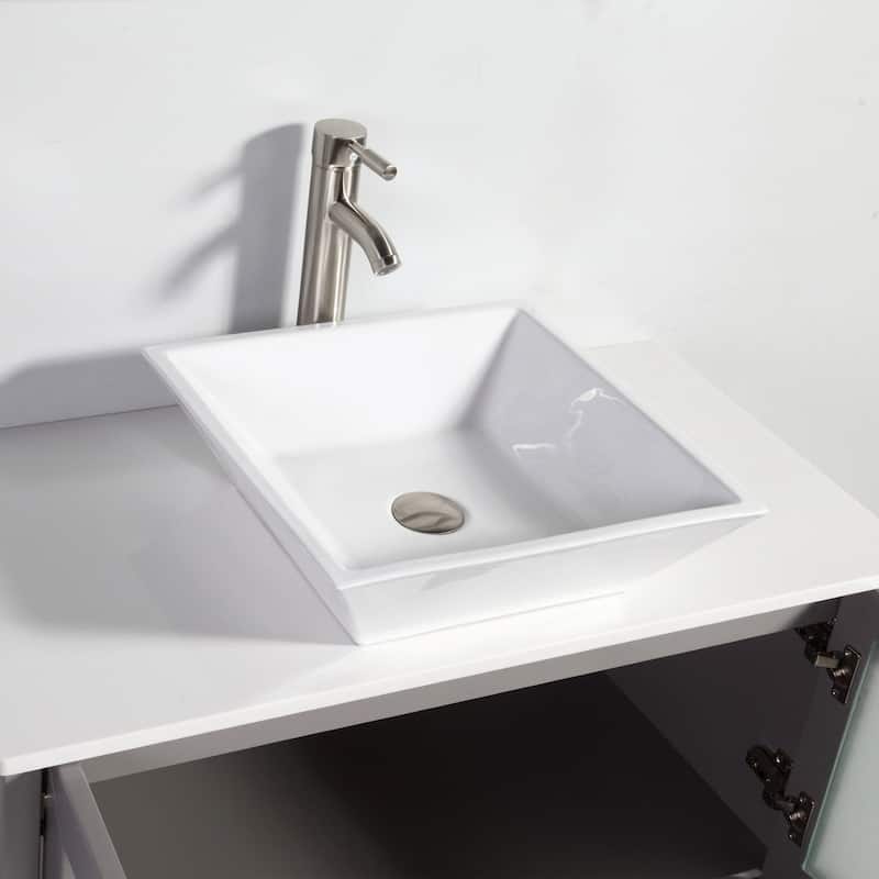 Vanity Art 60-inch Single Sink Bathroom Vanity Set With Engineered Marble Top and Free Mirror - 60 x 18.5 x 36 Inches