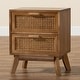 preview thumbnail 10 of 9, Baxton Studio Baden Mid-Century Modern Walnut Brown Finished Wood 2-Drawer End Table with Rattan