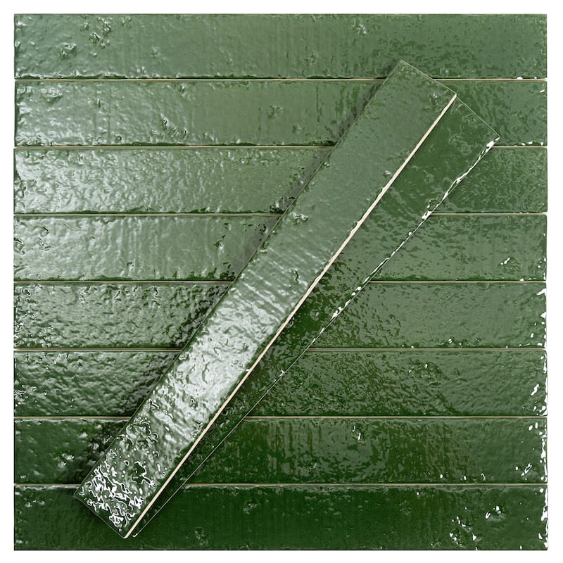 Valenza 2x16 Tropical Green Ceramic Zellige Subway Wall Tile (10.76 sq ft/case) - 50 Pack