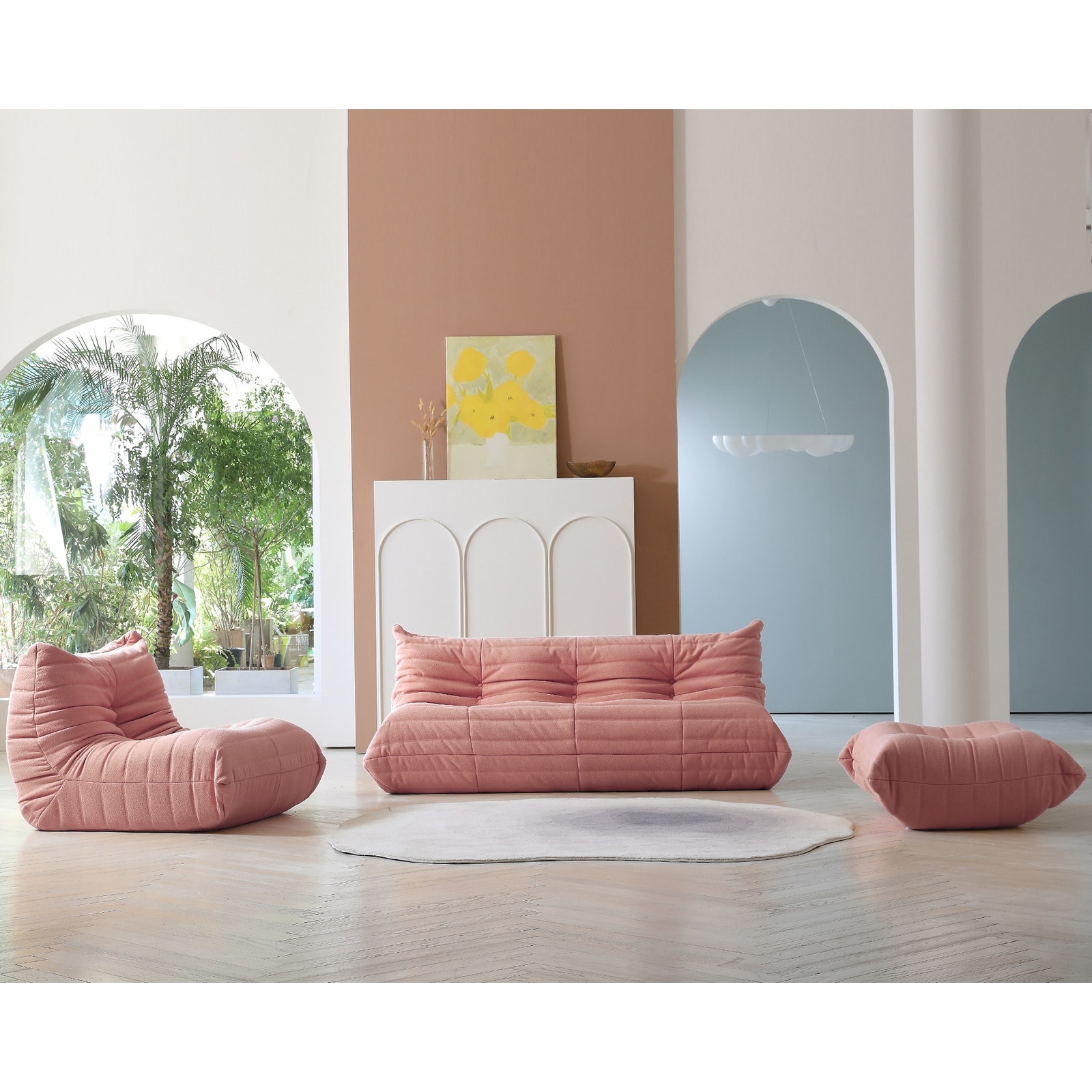 Pink on sale floor couch
