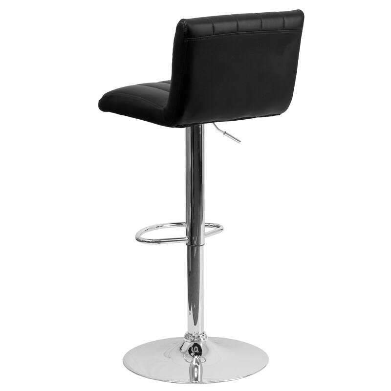 2 Pk. Contemporary Adjustable Height Barstool with Vertical Stitch Back/Seat