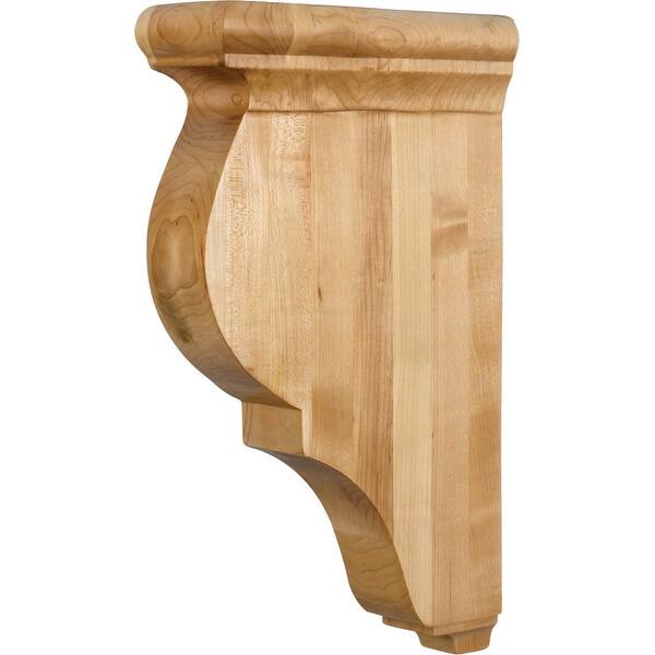 slide 1 of 1, Hardware Resources Corbel with Decorative Styling, 14"H x 3"W x Natural Maple