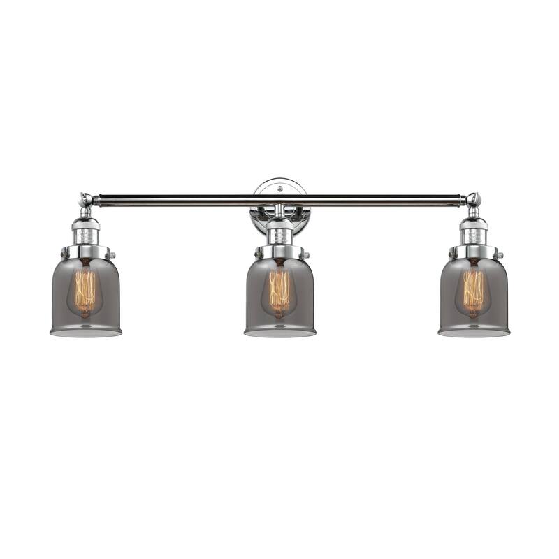 Innovations Lighting Small Bell 3 Light 30" Wide Bathroom Vanity Light - Polished Chrome / Plated Smoked