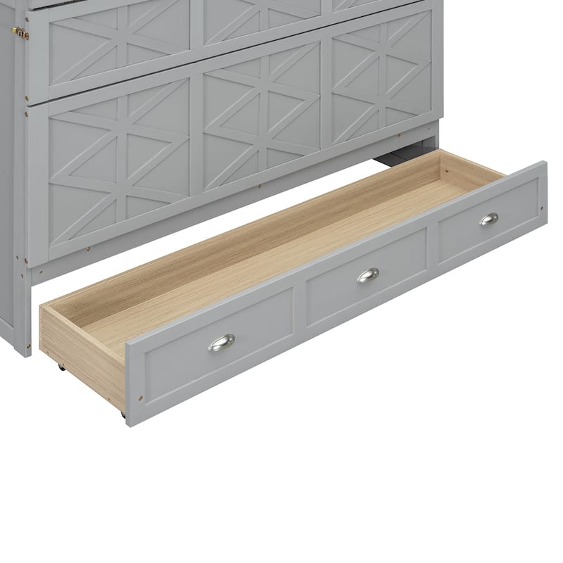 Queen Size Convertible Cabinet Bed with USB Ports by Harper&Bright Designs
