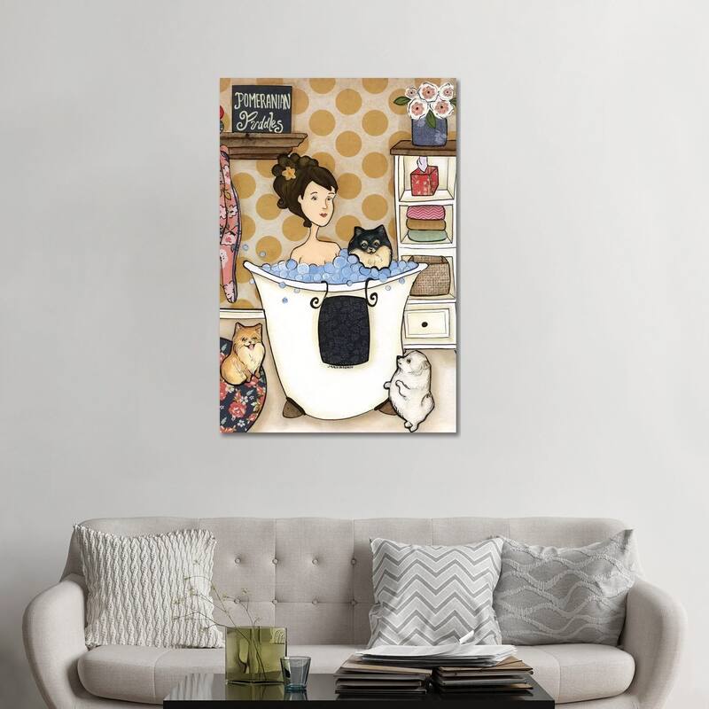 iCanvas "Pomeranian Puddles" by Jamie Morath Canvas Print - 48x32x1.5