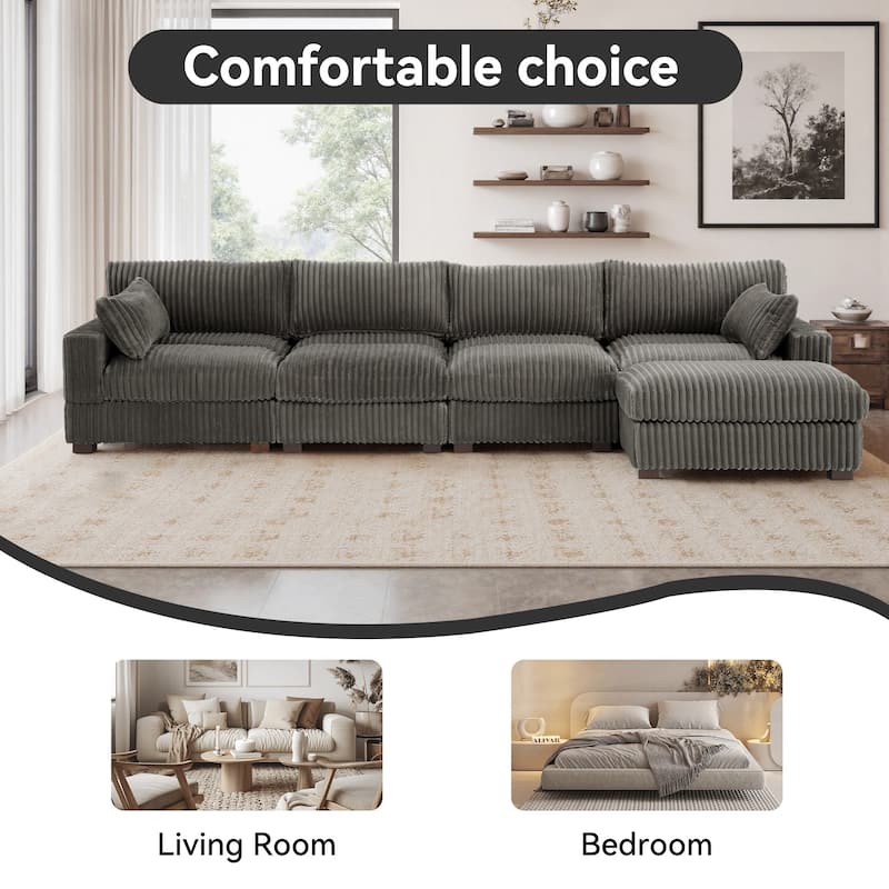Oversized Plush Modular Sectional Sofa Couch with Ottoman