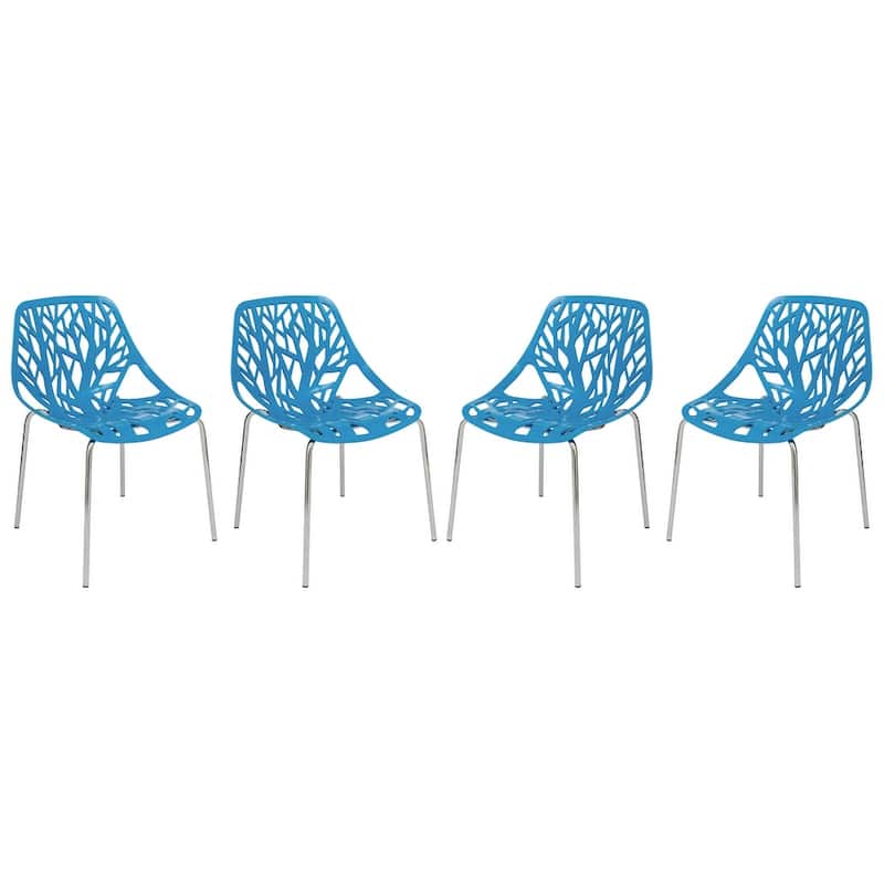Stackable Dining Chair with Chrome Legs Side Chair (Set of 4) for Indoor and Outdoor