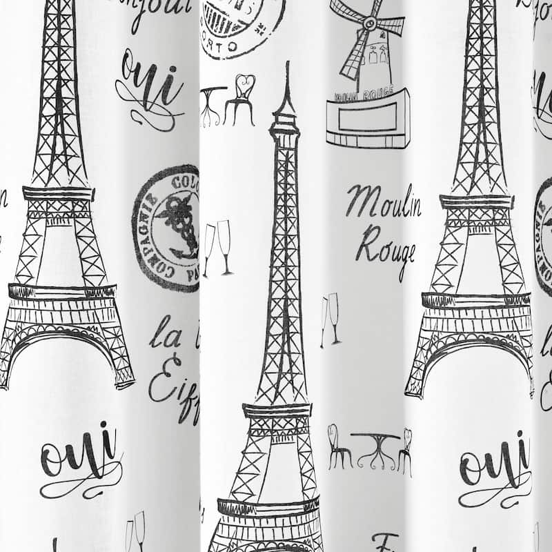 Lush Decor Paris Bonjour Cotton Shower Curtain