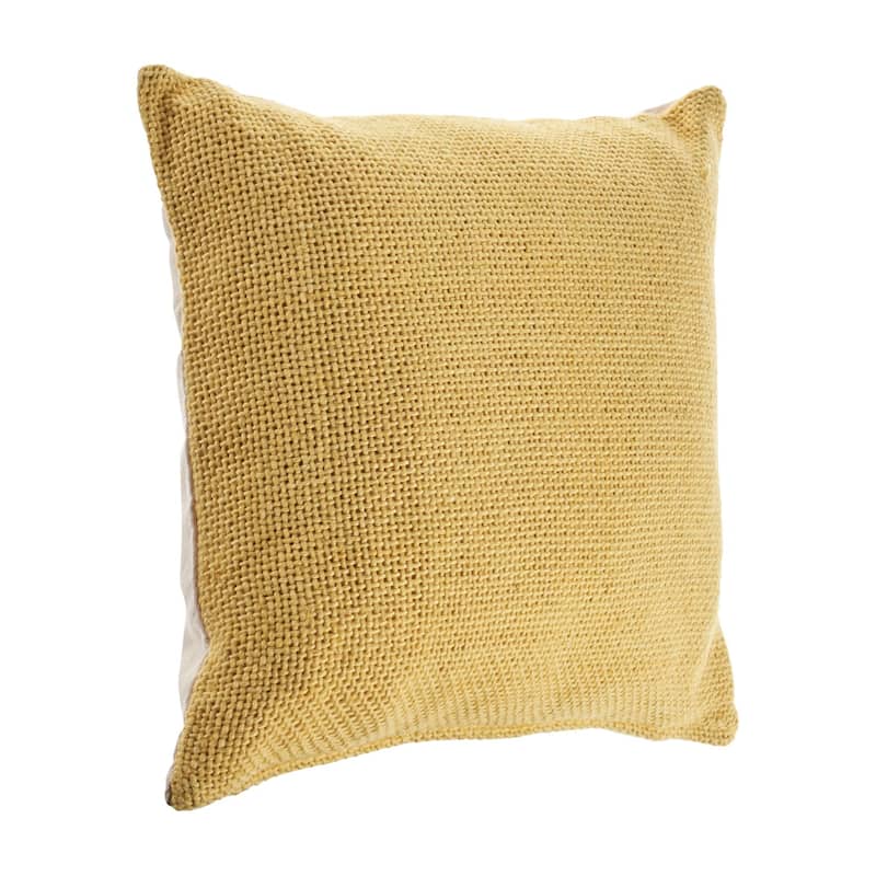 18" Cream Gold Solid Square Throw Pillow