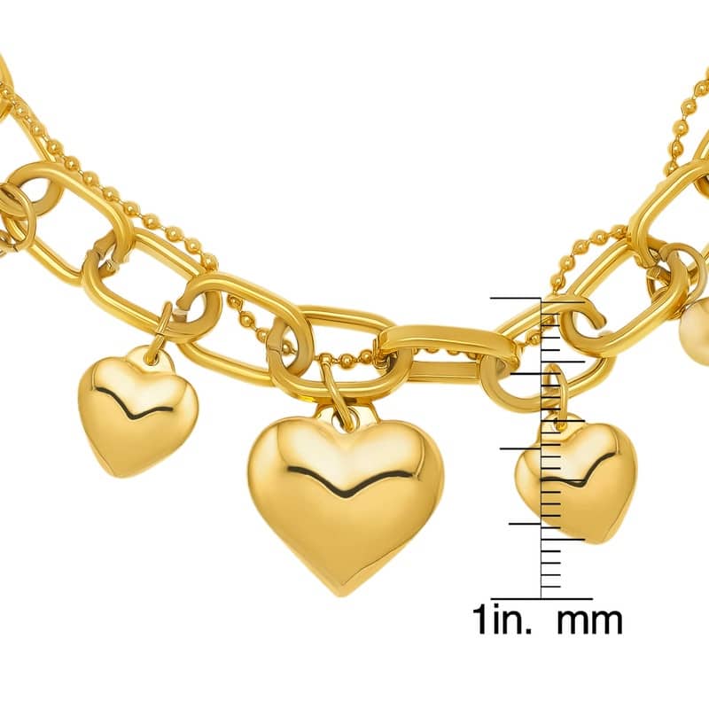 Victoria Townsend Yellow Gold Plated 3 Heart Charm Link Bracelet