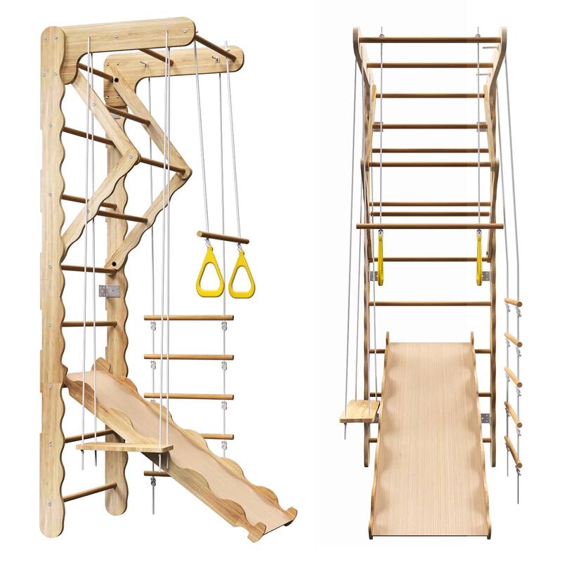 Indoor Toddler Kids Pikler Triangle Set, Foldable Ladder Climbing Jungle Gym Climber