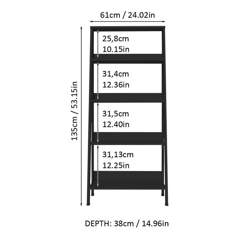 Madesa Modern 5-Tier Ladder Shelf Pantry Storage Space 24 Inch Free Standing Bookshelf Home Office Study Room and Kitchen