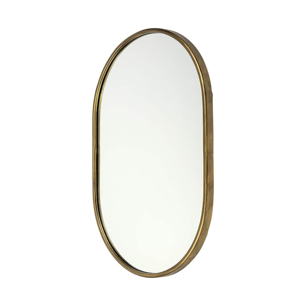 HomeRoots 36" Painted Oval Accent Mirror Wall Mounted With Metal Frame - 24.25