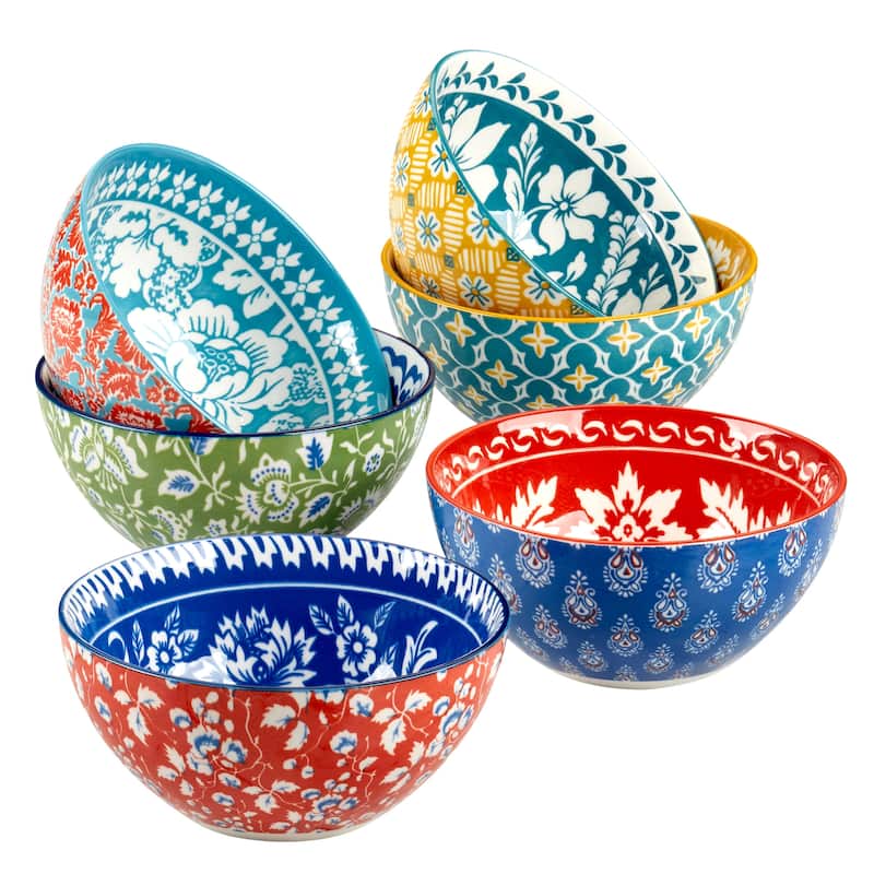 Certified International Panache Set of 6 All Purpose Bowl 4.75" 6 asst - 4.75" Diam x 2.25"