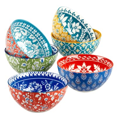 Certified International Panache Set of 6 All Purpose Bowl 4.75" 6 asst - 4.75" Diam x 2.25"