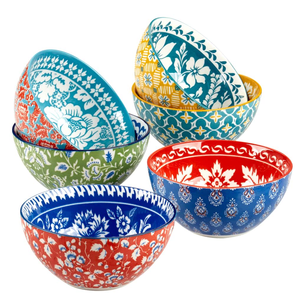 Certified International Panache Set of 6 All Purpose Bowl 4.75" 6 asst - 4.75" Diam x 2.25"