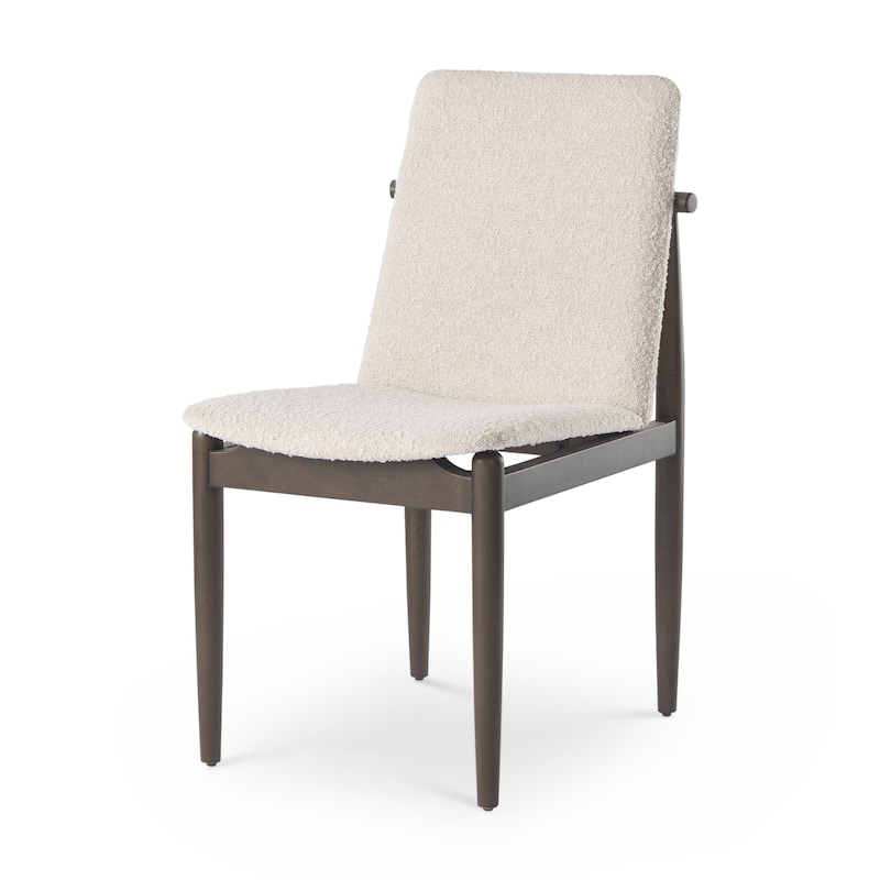 Cavett Cream Boucle Upholstered Seat W/Dark Brown Wood Frame Dining Chair - Espresso