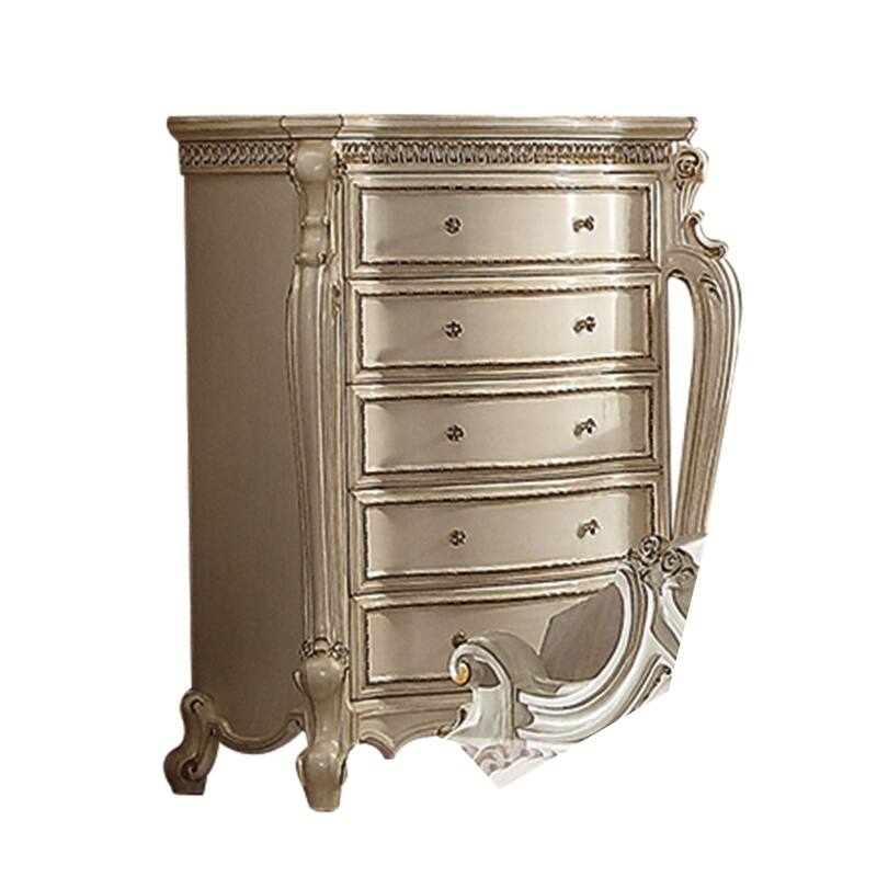 Antique Pearl & Cherry Oak Five Drawer Chest