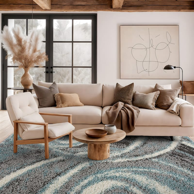 World Rug Gallery Contemporary Cozy Plush Shag Area Rug - 5'x7' - Rectangle