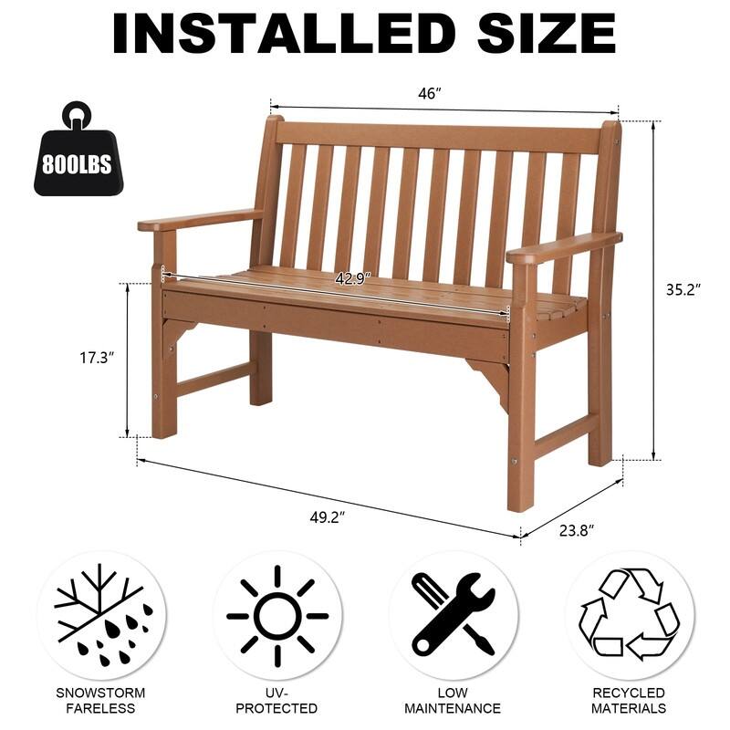 49 in. Garden Plastic Teak Color Bench