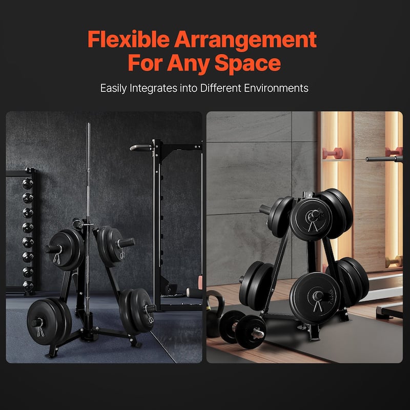 Black Metal Barbell Rack with 300lbs Capacity & Space-Saving Design - 28.94x32.68x33.66inch