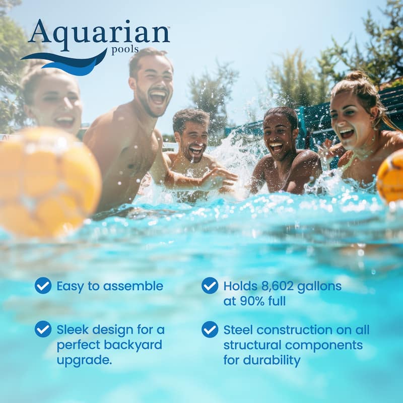 Aquarian Pools Khaki Venetian 24ft x 52in Outdoor Above Ground Swimming Pool - 100