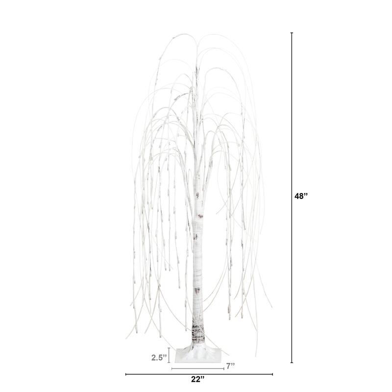 Pre-Lit Weeping Willow Artificial Christmas Tree - 4' - Warm White LED Lights