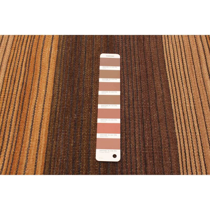 ECARPETGALLERY Flat-Weave Boho Brown Wool Kilim - 6'0 x 9'0