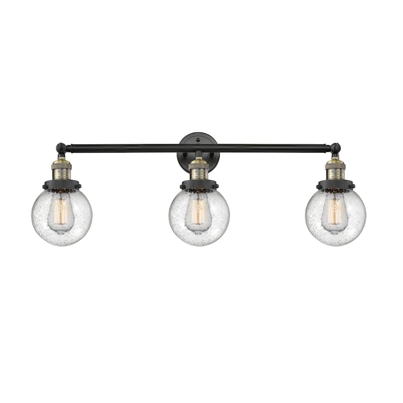 Innovations Lighting Beacon 3 Light 30" Wide Bathroom Vanity Light - Black Antique Brass / Seedy